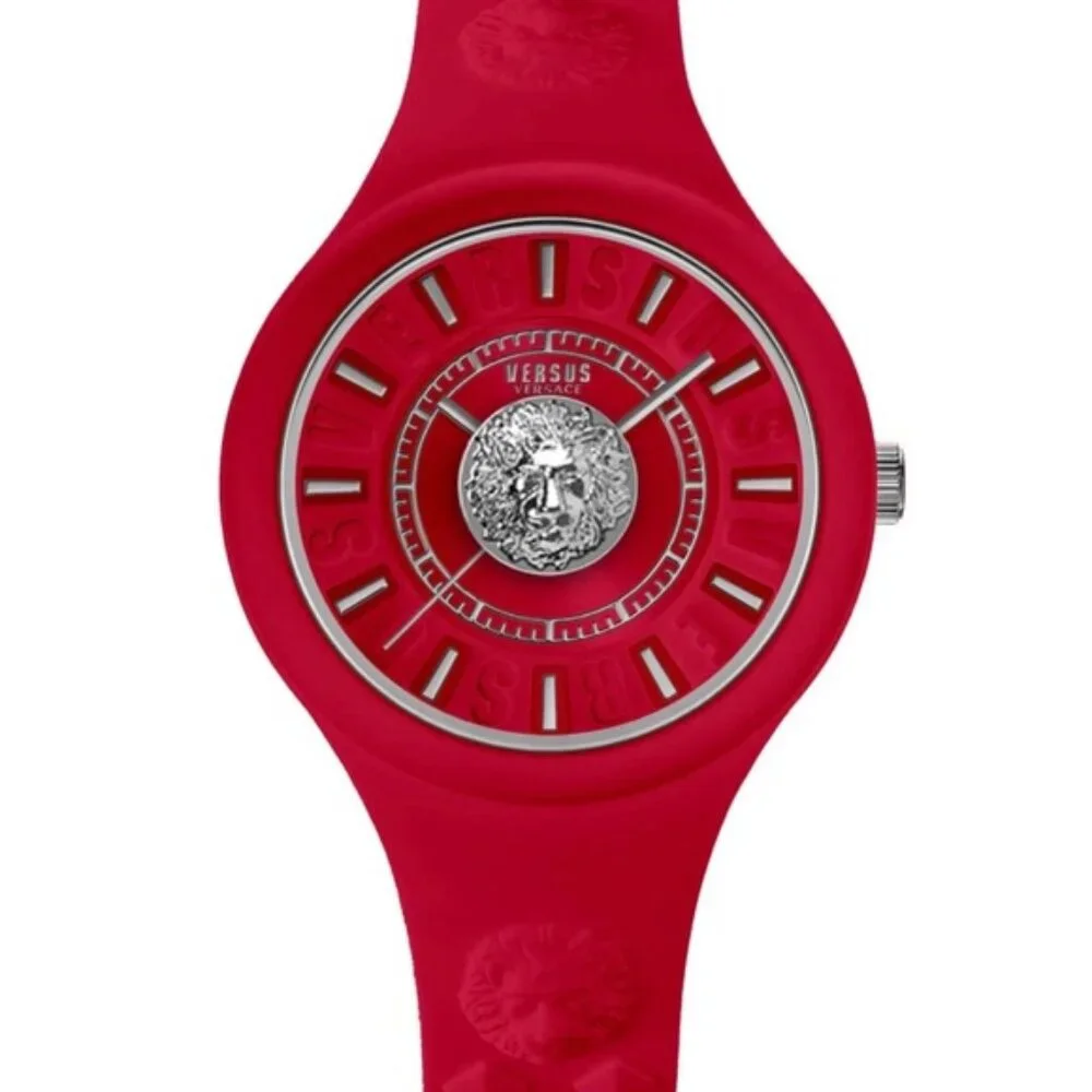 Versus Versace Women's Fire Island Lion Silicone Strap Watch 39mm Red